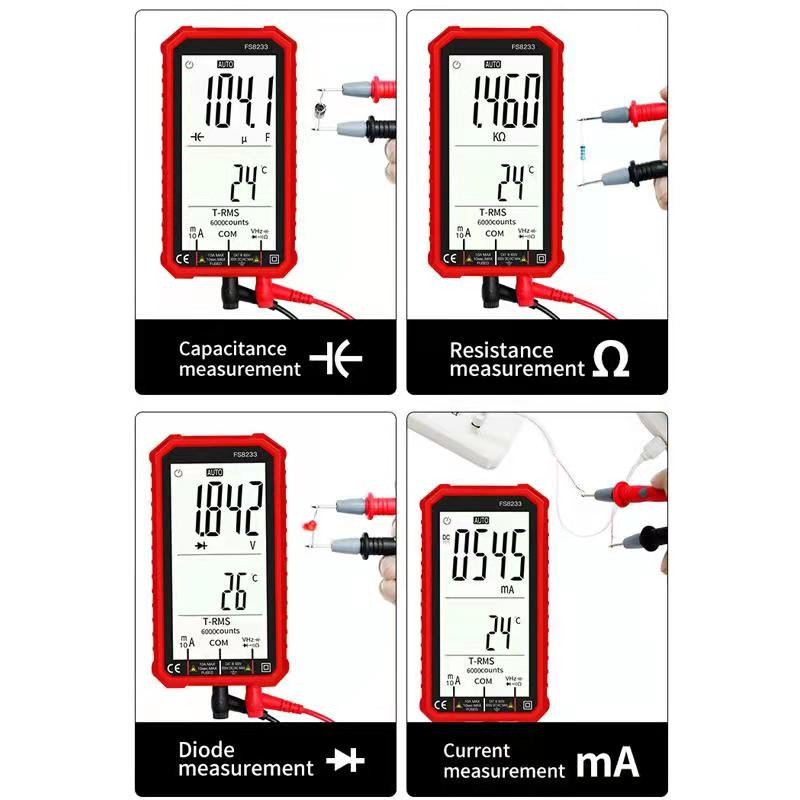 Smart Digital Multimeter 10A Current 600V Voltage AC DC LCD Display Multi Tester Doide Capacitor Frequency Temperature NCV