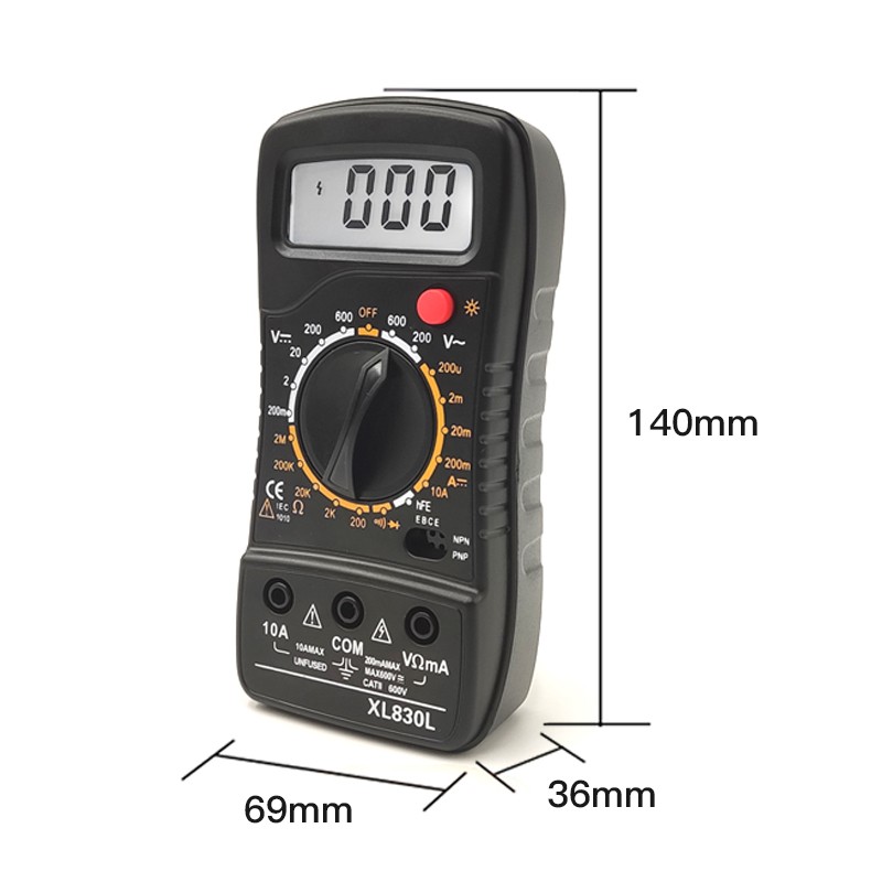 Taihom Digital Multimeter AC DC 600V Tester Alternating Current 10A Three-Path Diode 1999 Count Backlight Low Voltage Signal