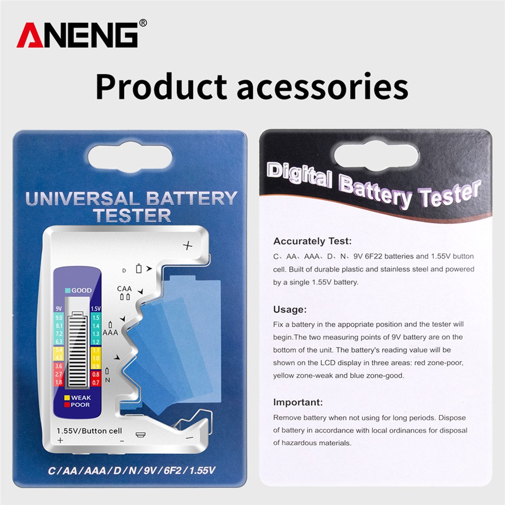 Digital Battery Capacity LCD Display Measuring Machine Universal AAA AA Button Cell 9V Batteries Voltage Energy Detection Analyzer