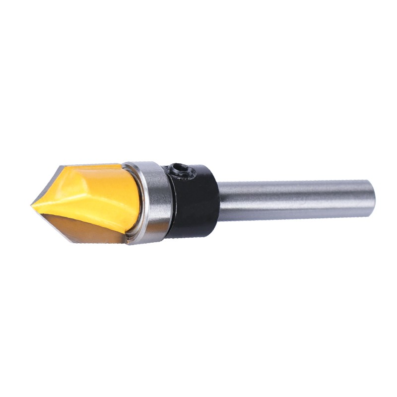 Hampton Mills Wood Cutter 6mm 1/4'' Shank V Groove Bit with Guided Bearing for Woodworking Mining Tools Carbide Router Bits