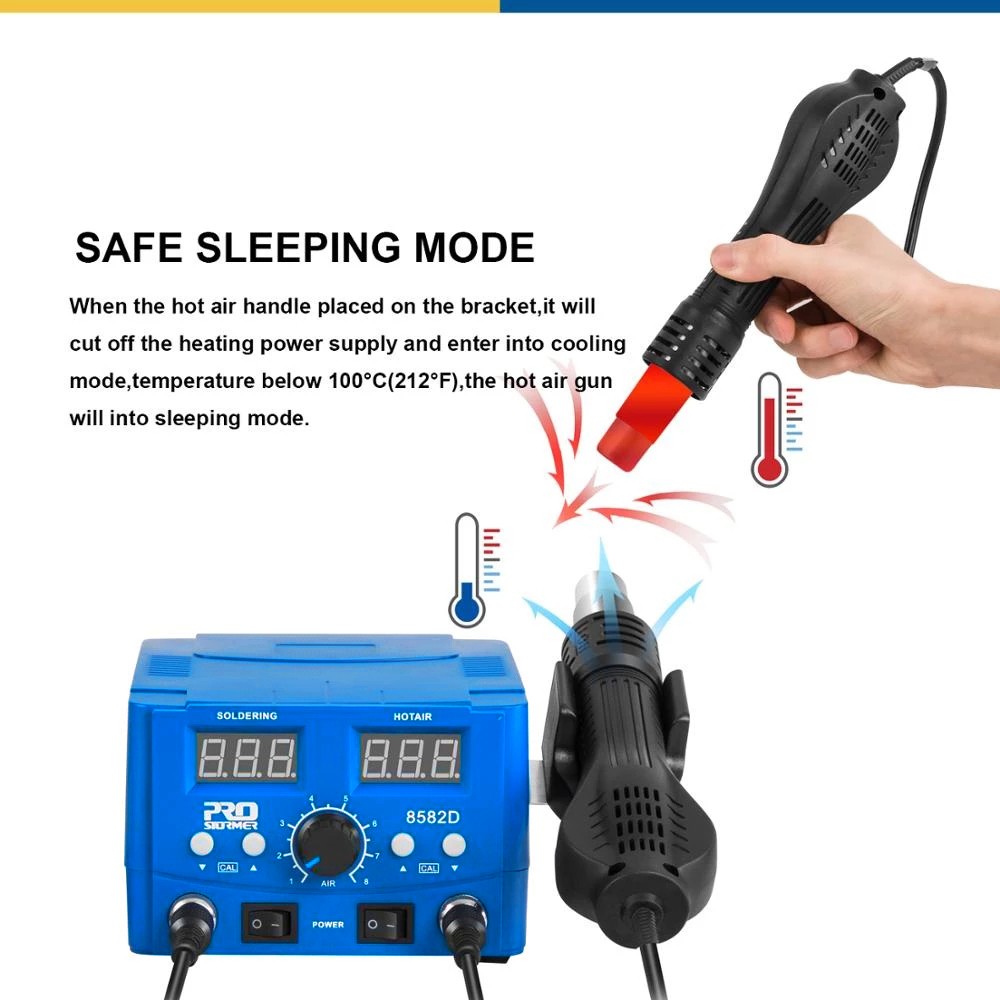 2 in 1 Hot Air Gun Soldering Soldering Station Soldering Iron LED Digital Display Hair Dryer Welding Soldering Tool by PROSTORMER