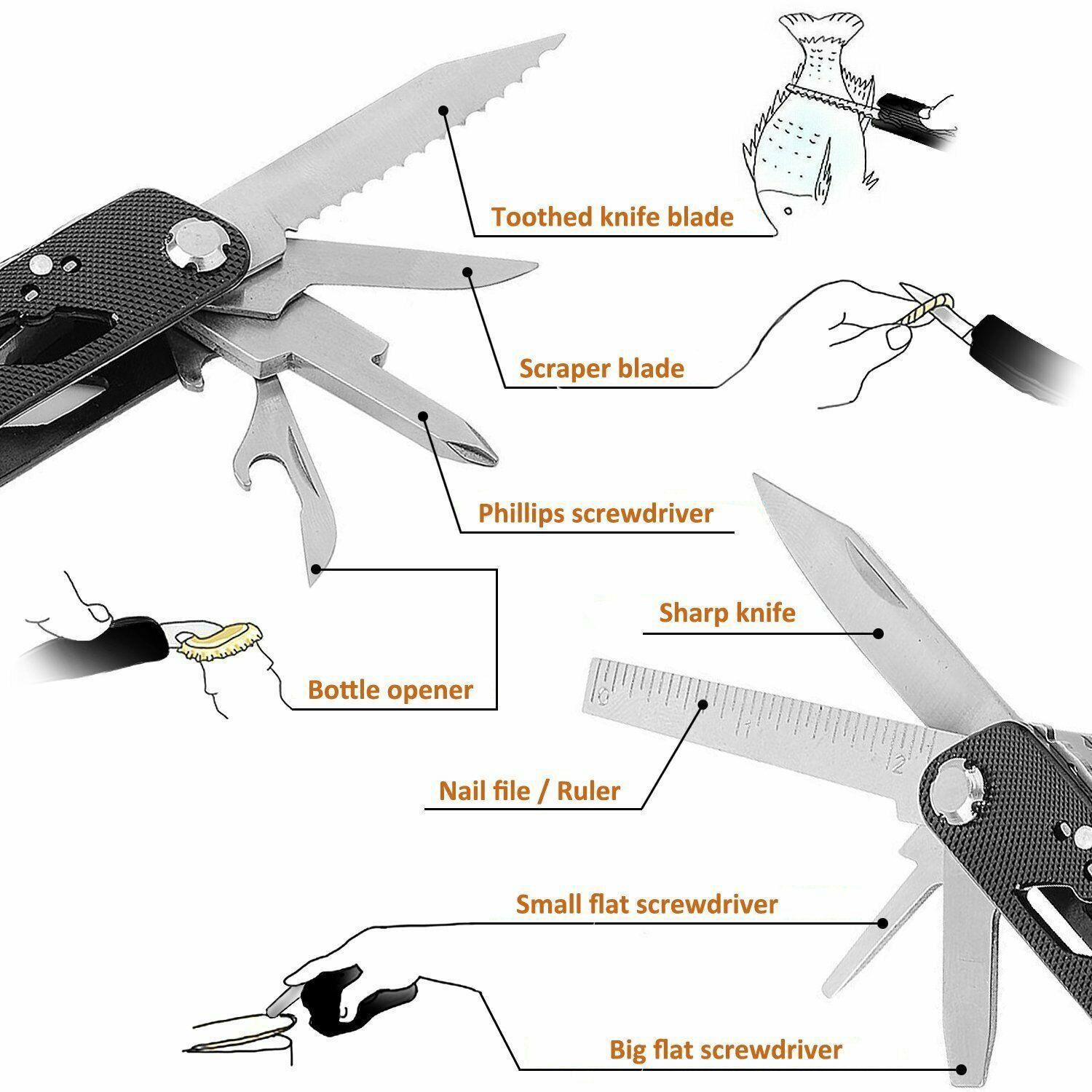 GOWKE Multi Knife Cutting Pliers Saw Kit Folding Knives Screwdriver Bit Set Outdoor Foldaway Camping Hand Emergency Heraminas