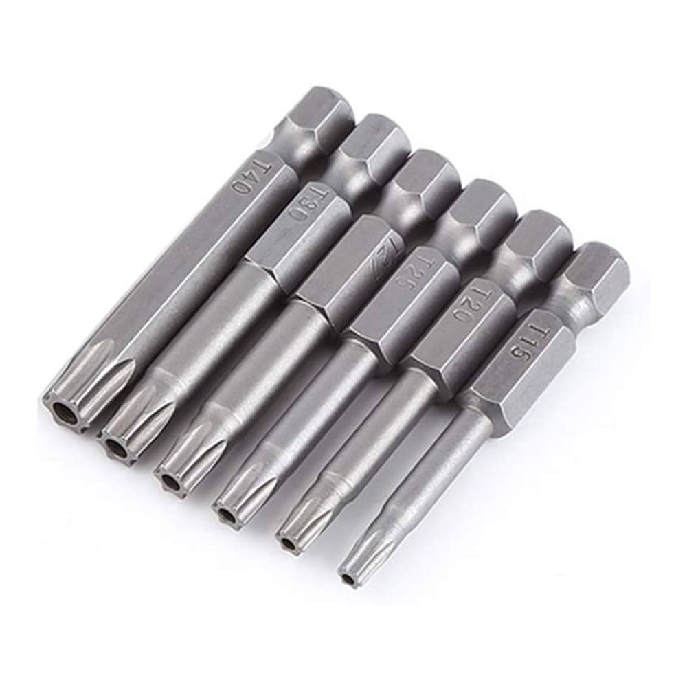 Binoax 6/12pcs Torx Bit Set 50mm Magnetic Tamper Resistant Star Bit T5-T40 Screwdriver Wrench Drill Bit Set