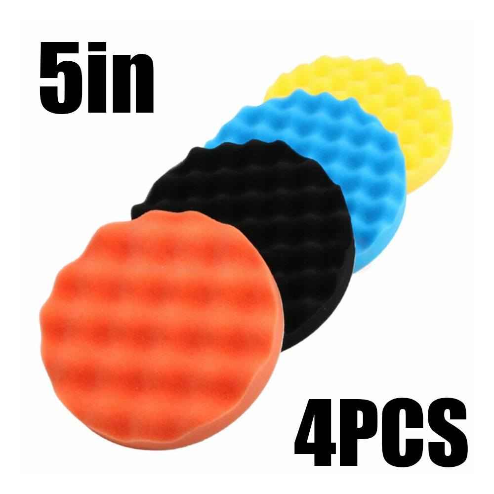 5 Pieces Buffing Pads Set 125mm/5inch Car Foam Drill Pad Polishing Sponge Wheel Set Kit Power Tool Car Polisher Accessories