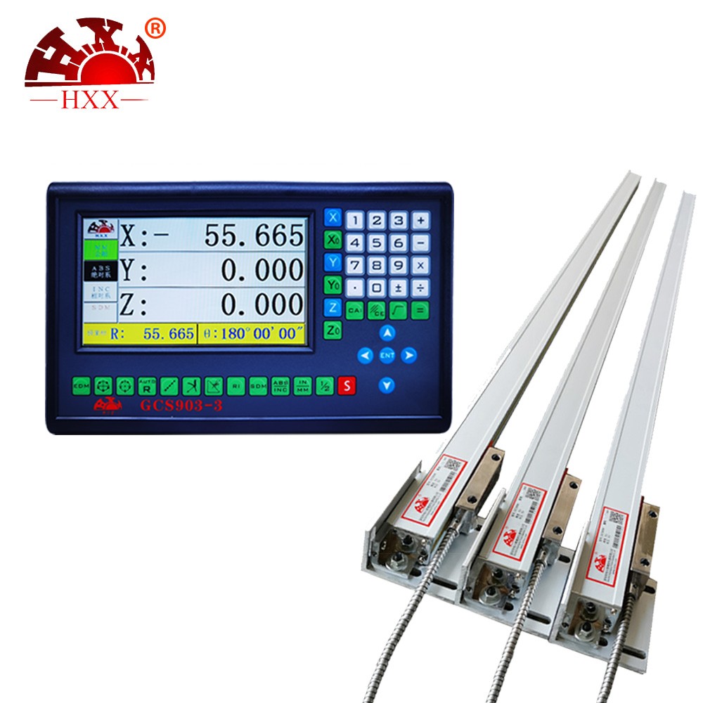 HXX New 3 Axis LCD Dro Set Digital Readout Display System with 3pcs Linear Glass Scale Ruler Optical Dimension Lathe Mill Tools