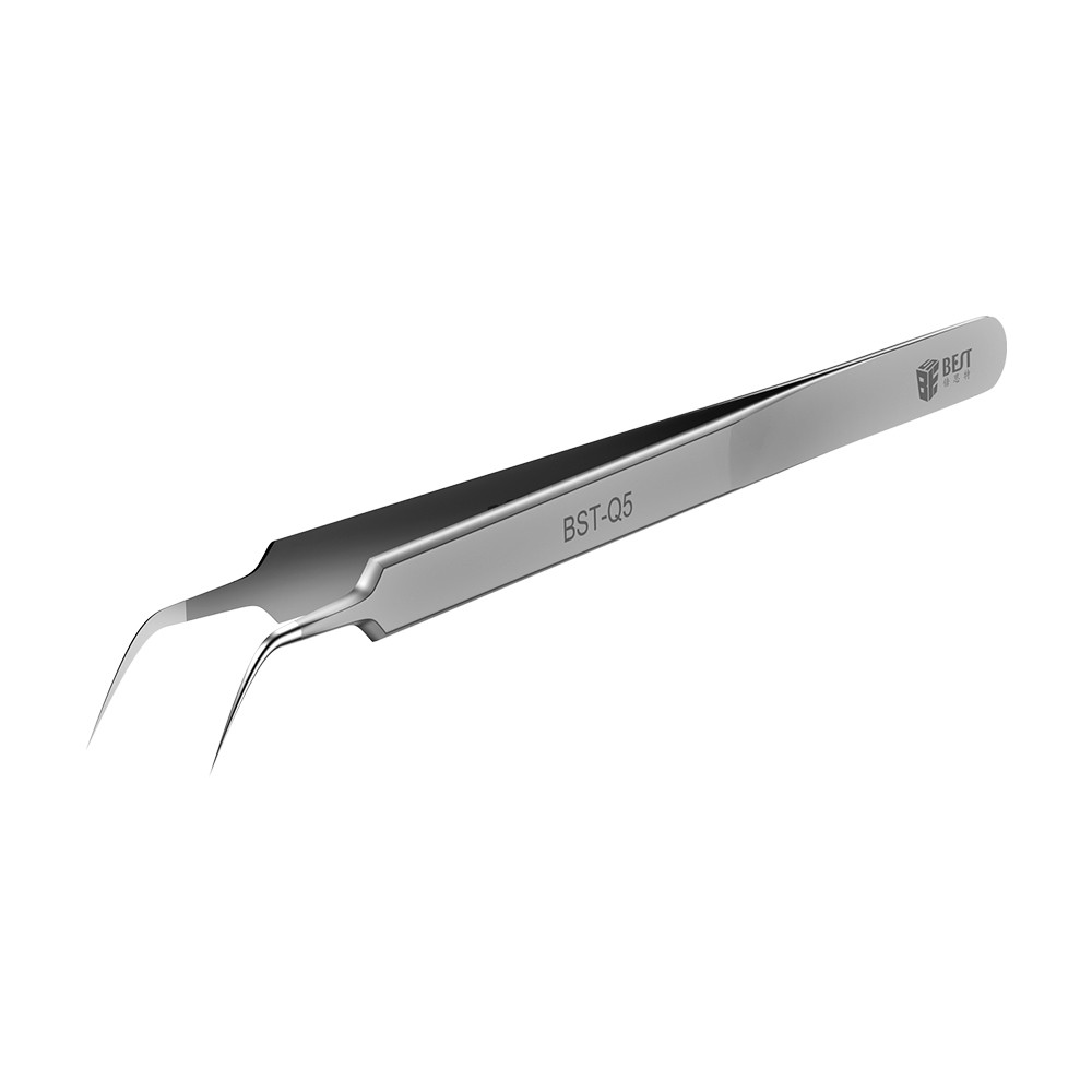 BST-Q5 Ultra Precision Tweezers Stainless Steel Curved Tweezers Pliers with Fine Tip