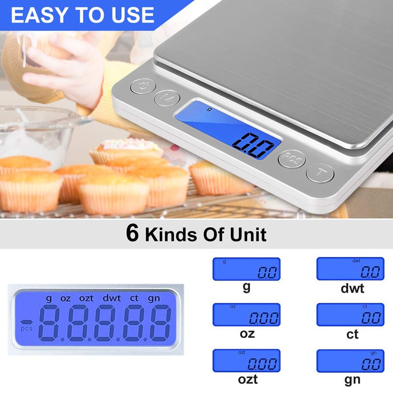 Upgraded USB Powered Kitchen Scale Mini Digital Gram Scale High Accuracy Multifunctional Stainless Steel Pocket Kitchen Scale