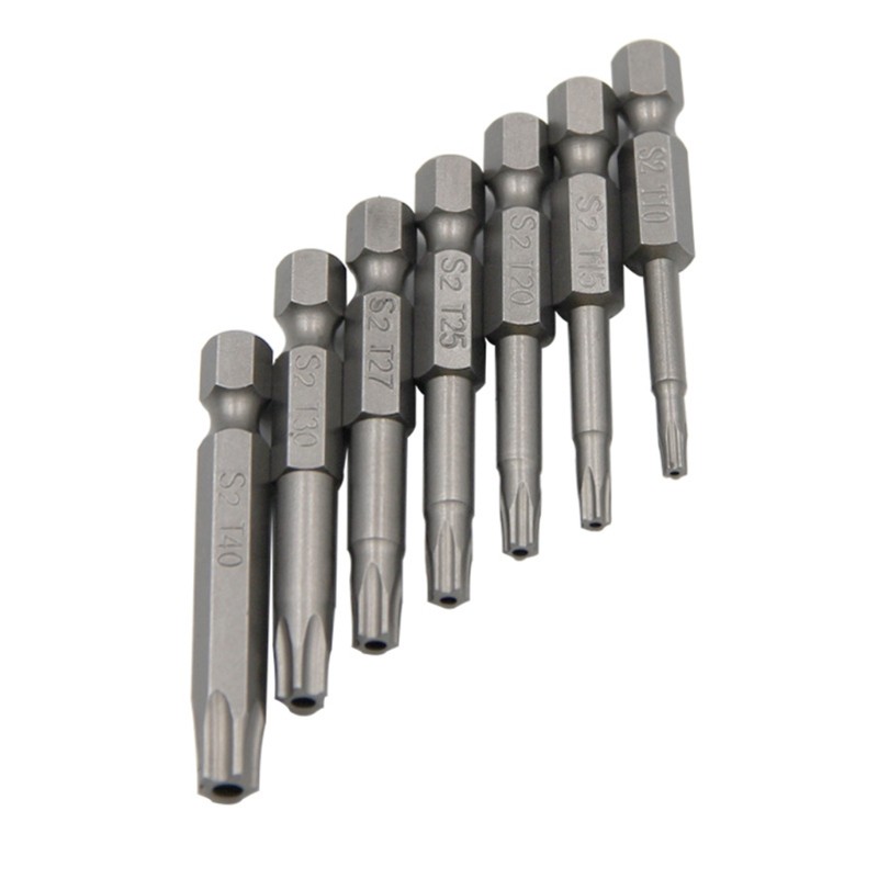 7 Pack Torx Head Screwdriver Bit Set 1/4 Inch Shank T10-T40 S2 Steel Security Tamper Proof Star 5 Point Screwdriver G8TB