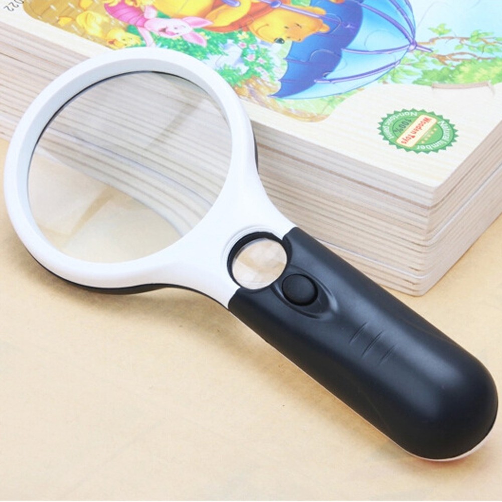 Handheld 45X Illuminated Magnifier Microscope Magnifying Glass Reading Aid for Elderly Loupe Jewelry Repair Tool with 3 LED