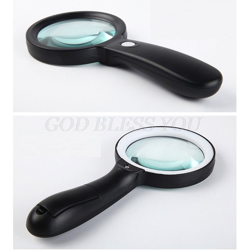 Lighted Magnifying Glass-10X Hand Held Large Magnifying Reading Glasses with 12 LED Luminous Light for Seniors, Repair, Coins