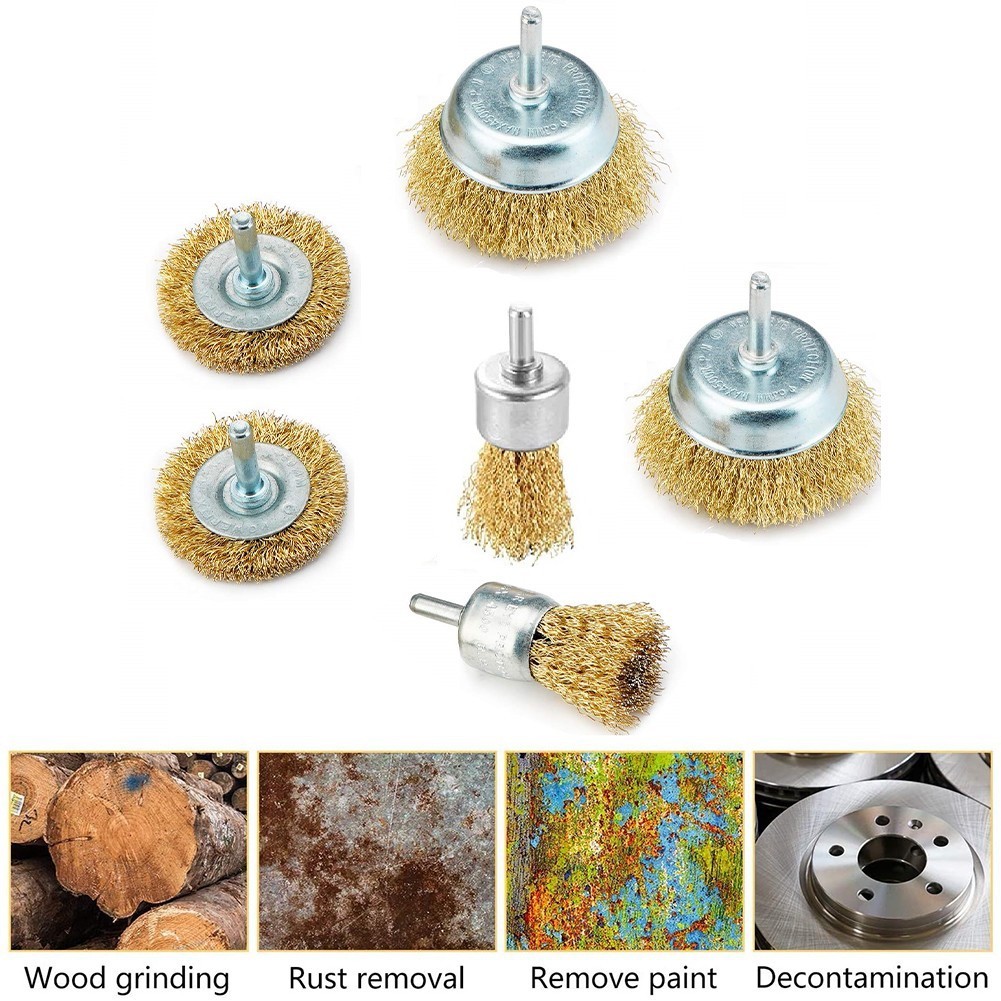 6pcs braided wire wheel cup brush set universal tool kit for electric drill rust removal stripping and abrasive