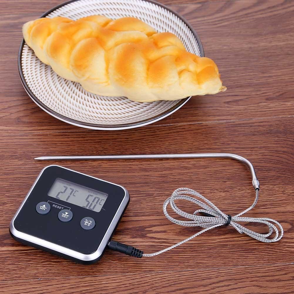 Electronic digital thermometer for BBQ, BBQ, meat, water, cooking oil, kitchen temperature alarm, cooking timer