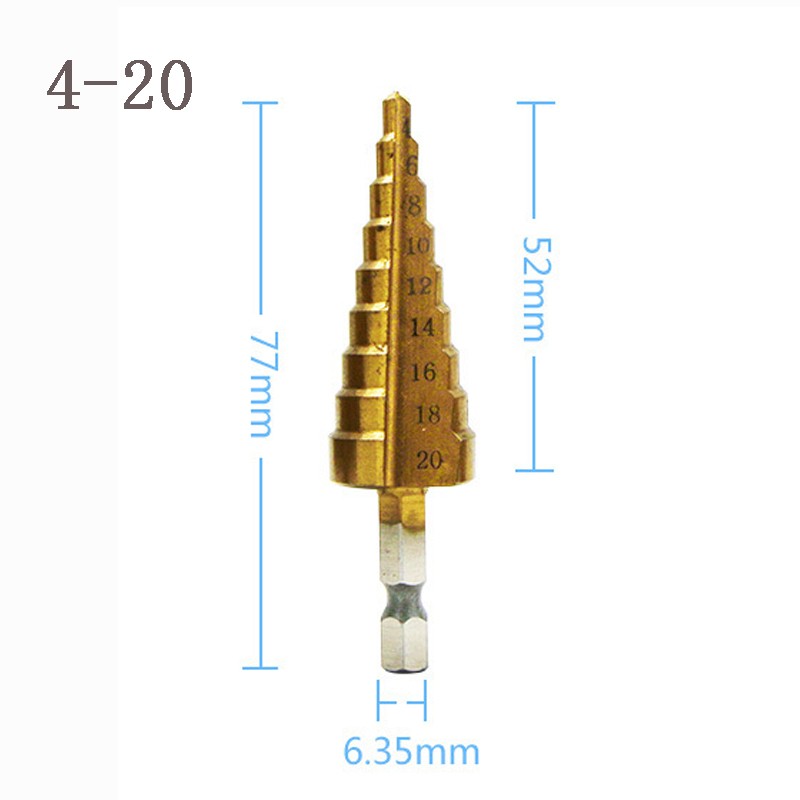 4-20 4-32 HSS High Speed ​​Step Drill Bit Metal Electric Drill Bits Iron Plate Hole Drill Opener Multifunction Cordless