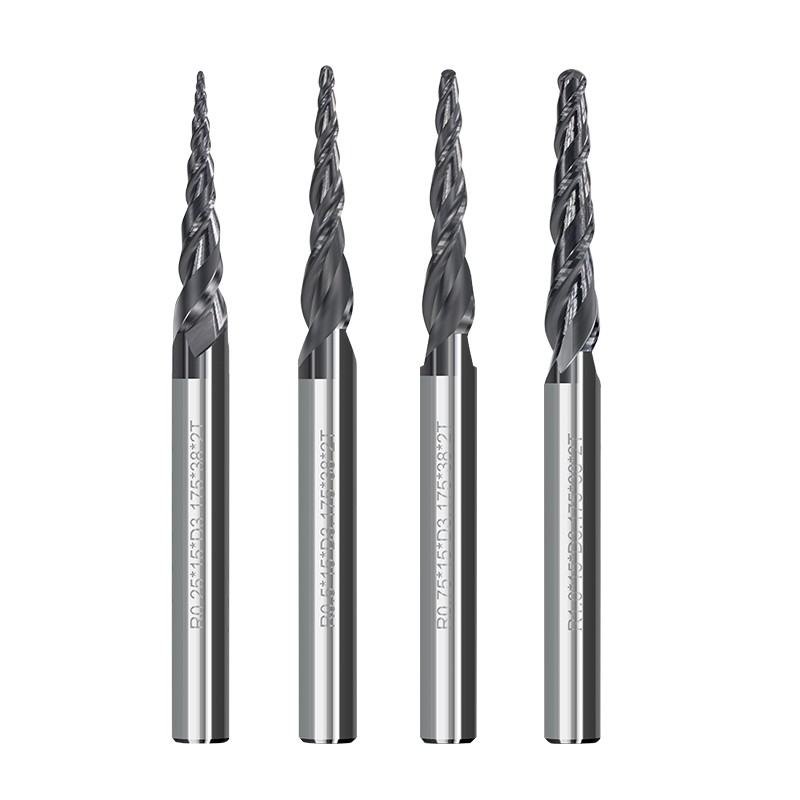 XCAN Tapered Ball Nose End Mill 1PC R0.25/R0.5/R0.75/R1.0 3.175mm Shank Carbide Wood Engraving Bit CNC Router Bit Milling Cutter