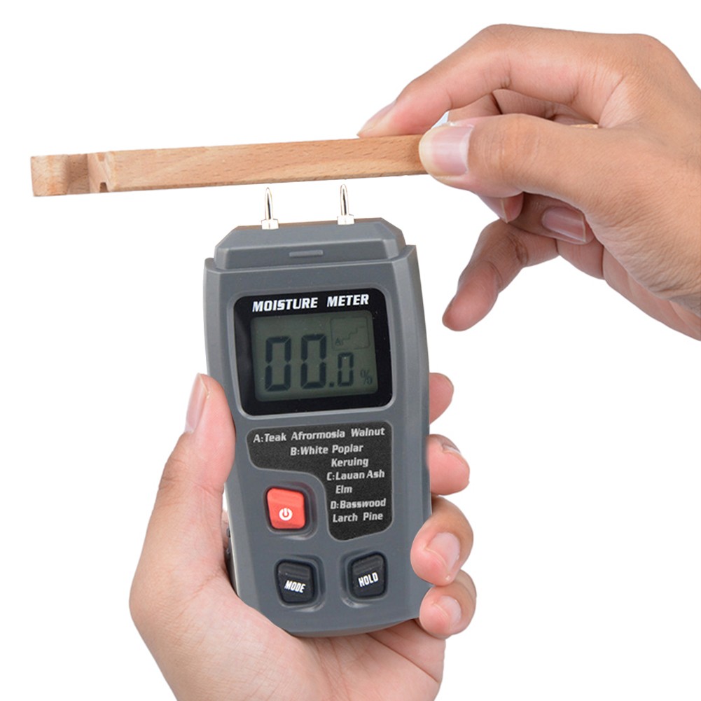 9V Wood Moisture Meter Digital LCD 0-99.9% Two Pins ABS Wood Wood Moisture Humidity Tester Timber Moisture Detector