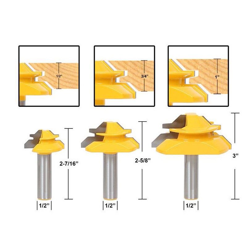 1/2 "1/4" 8 مللي متر عرقوب 45 درجة قفل ميتري راوتر بت 8*1-1/2 8*1-3/8 Tenon نهاية القاطع أدوات طحن لأعمال الخشب