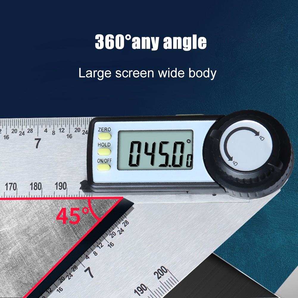 Digital Protractor 200mm 8 inch Angle Gauge Plastic/Stainless Steel Goniometer 360 Inclinometer Inclinometer