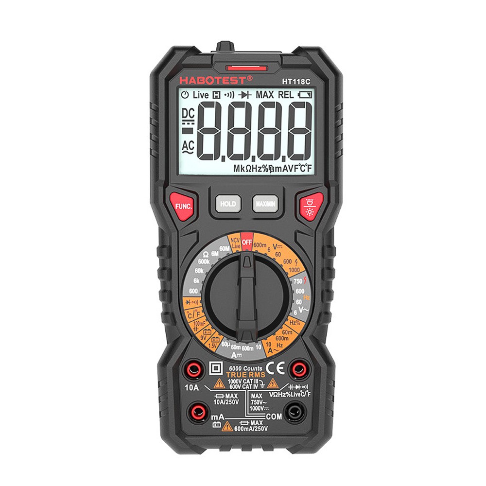 HABOTEST HT118A/HT118C/HT118D Digital Multimeter 6000 Multimeter Professional High Accuracy AC/DC RMS Multimeter