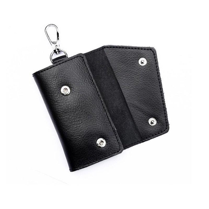 New Key Card Holder Wallet Genuine Leather Unisex Solid Key Wallet Organizer Bag Car Housekeeper Purse Card Holder