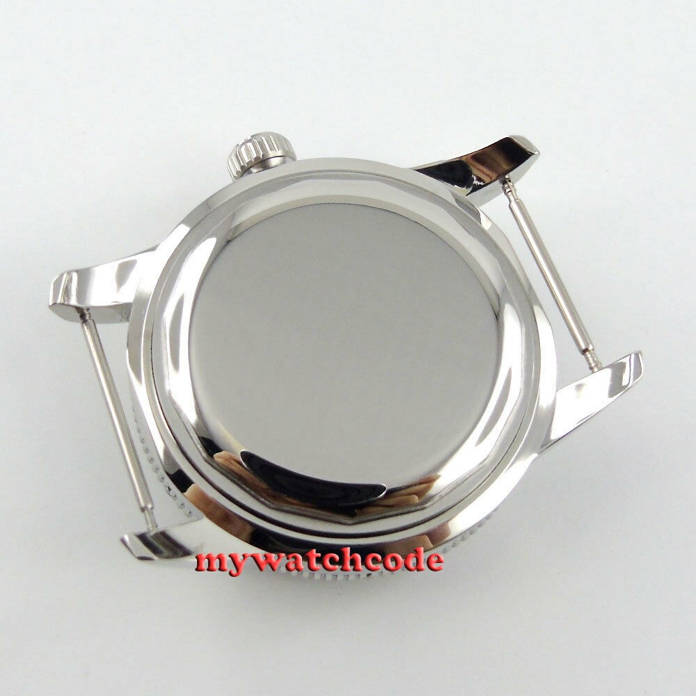 46mm 316L Steel Black Bezel Watch Fit ETA 2836 Miyota 8215 821A DG 2813 3804 movement