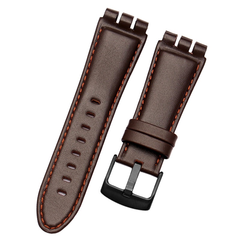 For swatch watchband 23mm New High Quality Mens Soft Waterproof Genuine Leather Watchband Straps Black Brown Cowhide Bracelet