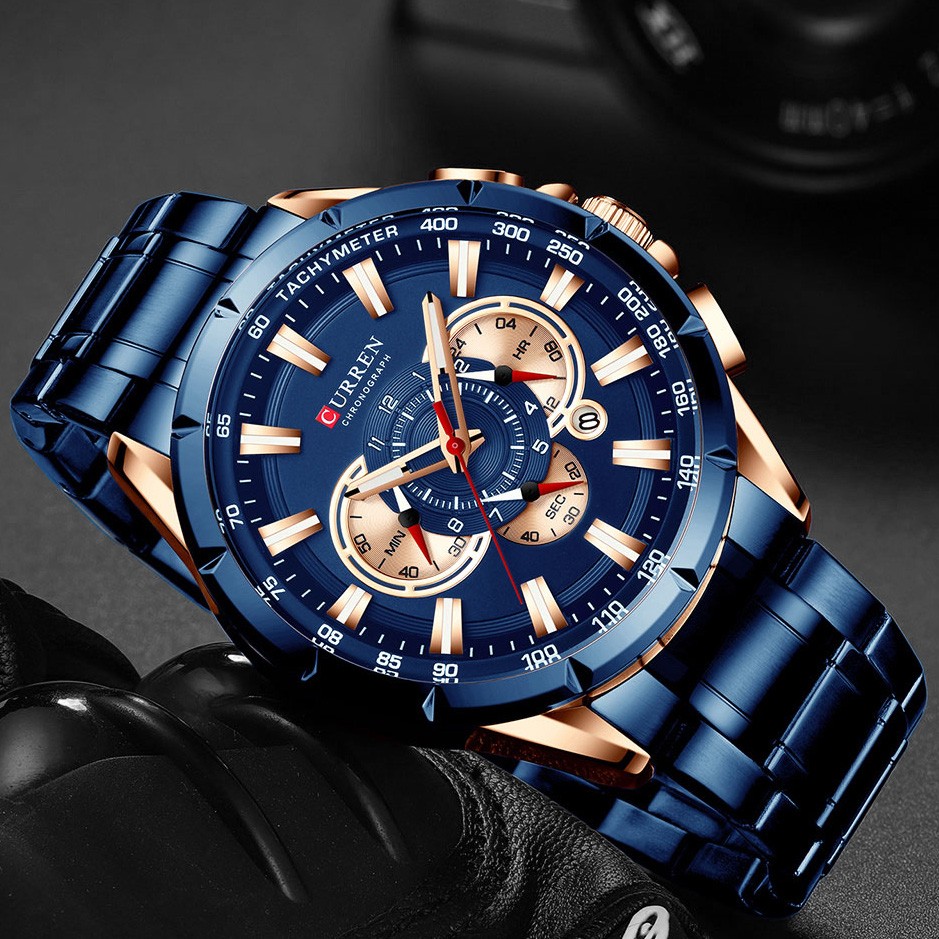 Curren Watches Men Luxury Brand Chronograph Quartz Watch Men Waterproof Sport Wrist Watch Men Stainless Steel Male Clock