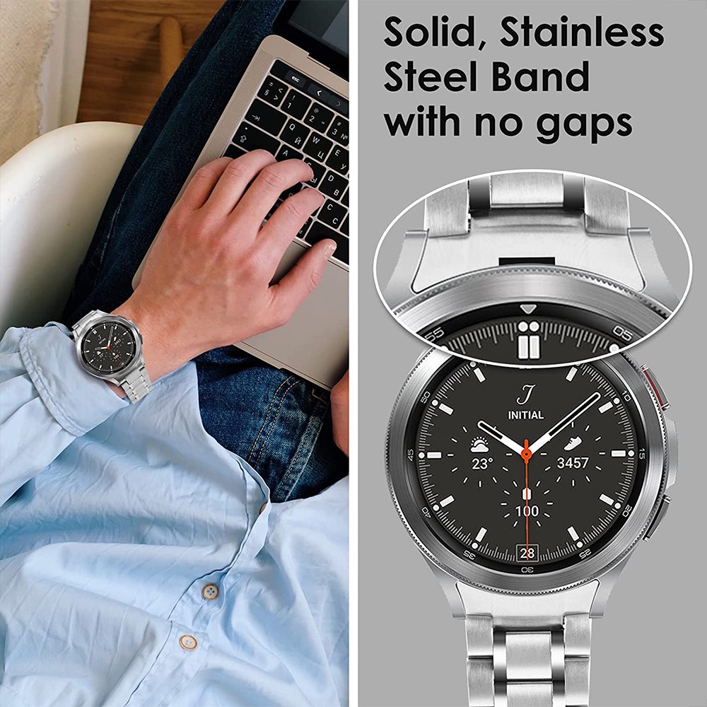 No Gaps Stainless Steel Strap For Samsung Galaxy Watch 4 Classic 46mm 42mm Wrist Band Curved End Strap Metal Bracelet Accessories