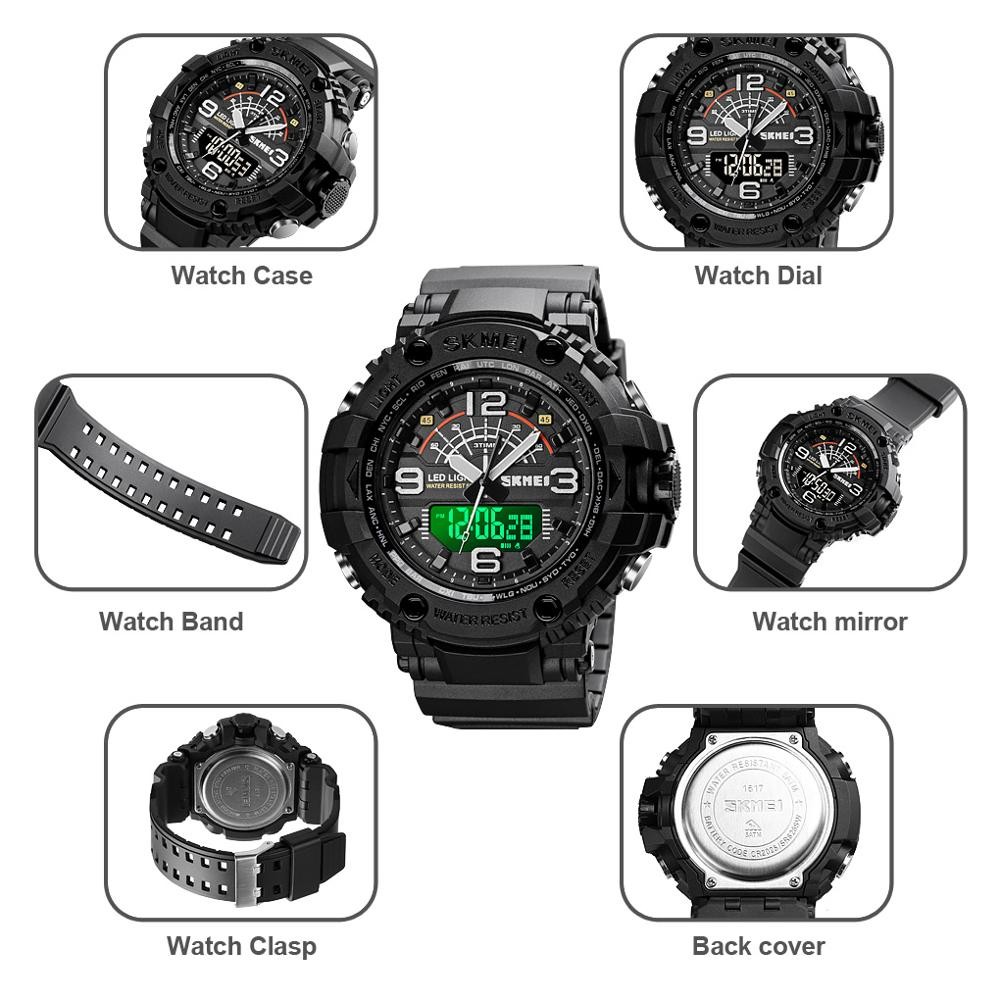 SKMEI 1617 Military Camouflage Sport Watches Stopwatch Alarm 3 Time 5Bar Waterproof Male Clock Men Watch relojes hombre 2020