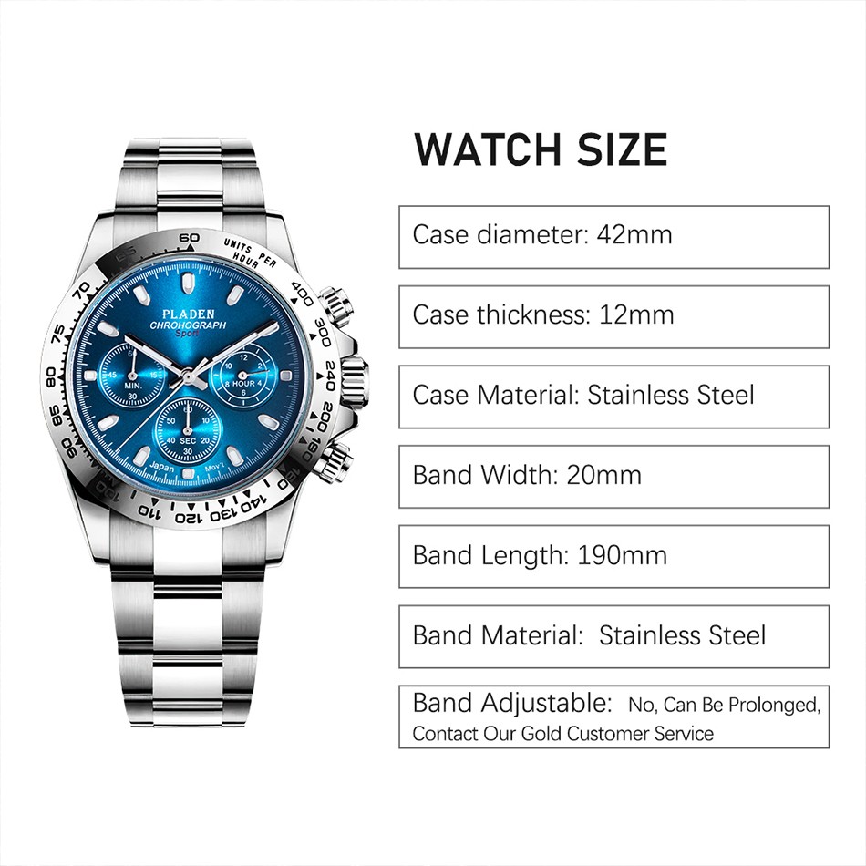 Bladen Watch New Fashion Men Business Chronograph Stainless Steel Quartz Watches Male Sport Luminous Diving Montre Homme 2022