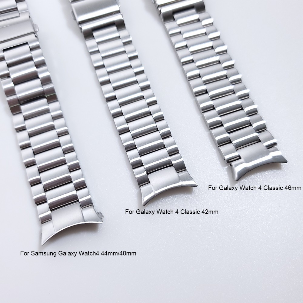 Metal Strap For Samsung Galaxy Watch 4 Classic 46mm 42mm No Gaps Curved End Bracelet Stainless Steel Band For Watch 4 44mm 40mm