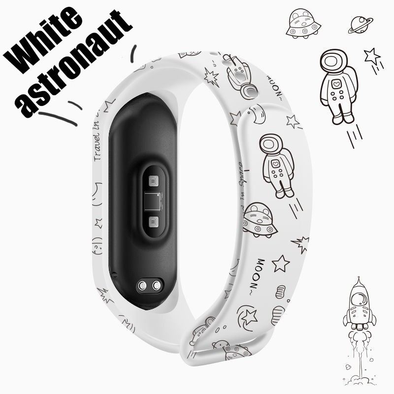 Suitable for Mi band 4/5/6 wristband 3 nfc version strap cartoon cute Akita astronaut printing silicone sports watch wristband