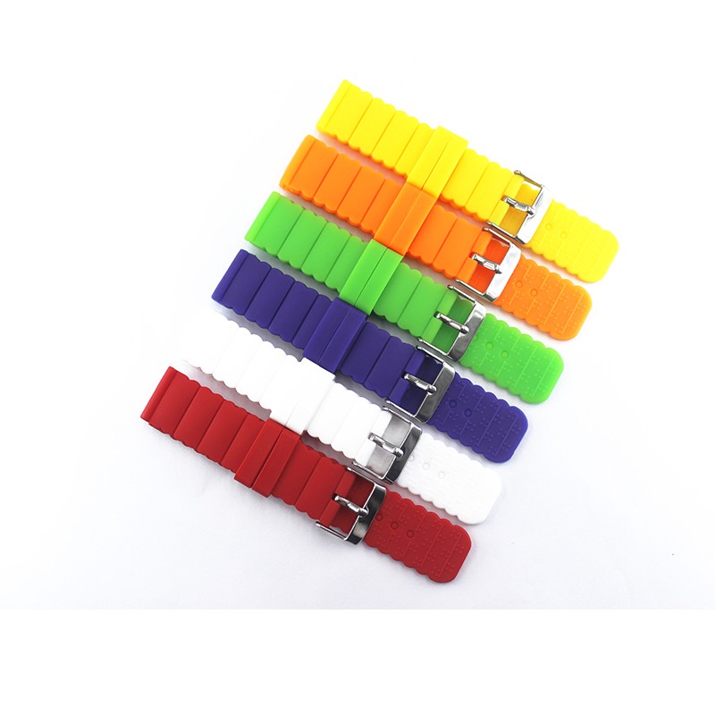 Silicone strap 20mm flat pin buckle watch accessories for kids ladies color strap