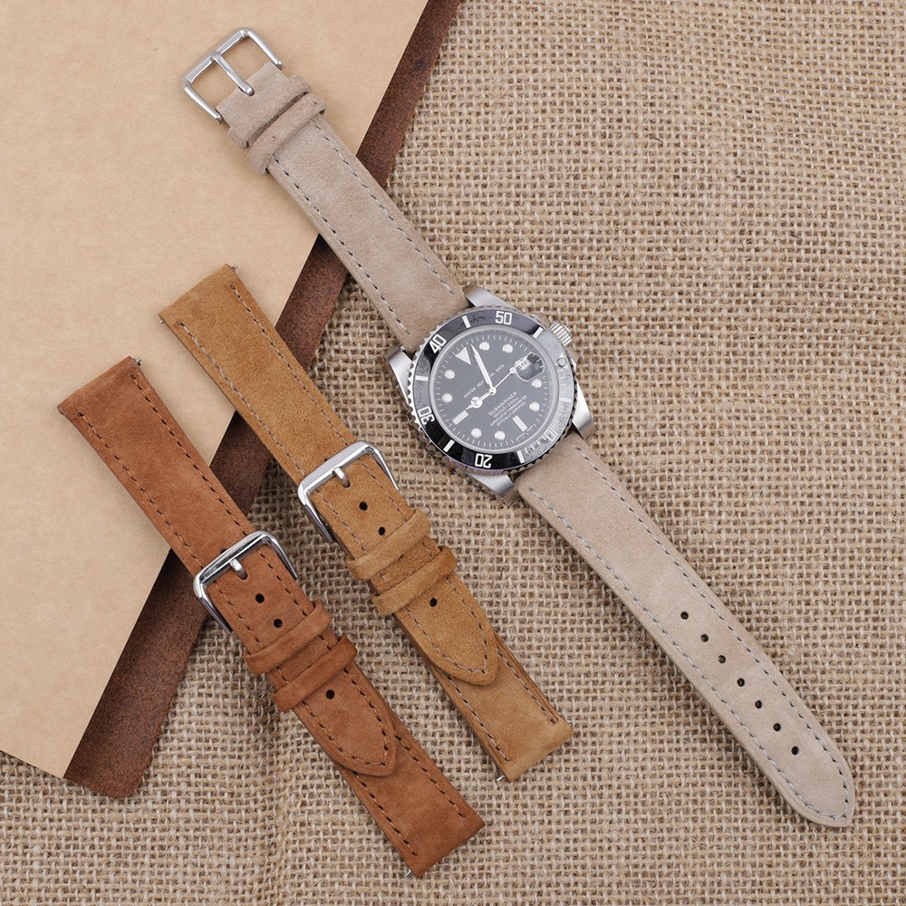 Soft Suede Leather Watch Band 18mm 19mm 20mm 22mm 24mm Blue Watch Straps Stainless Steel Buckle Watch Accessories