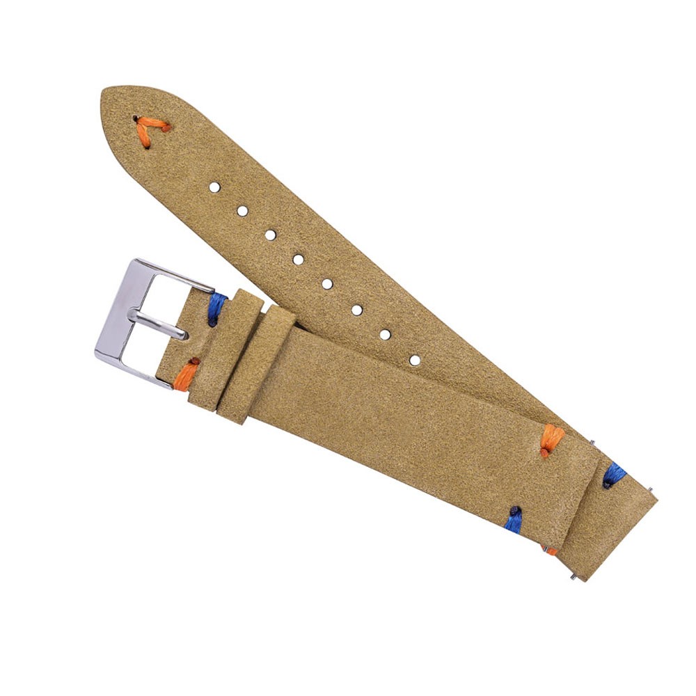 Suede Watch Straps, 18mm, 20mm, Hand-stitched, Beige, Green, Blue, Suede, for Men and Women, Quick Release