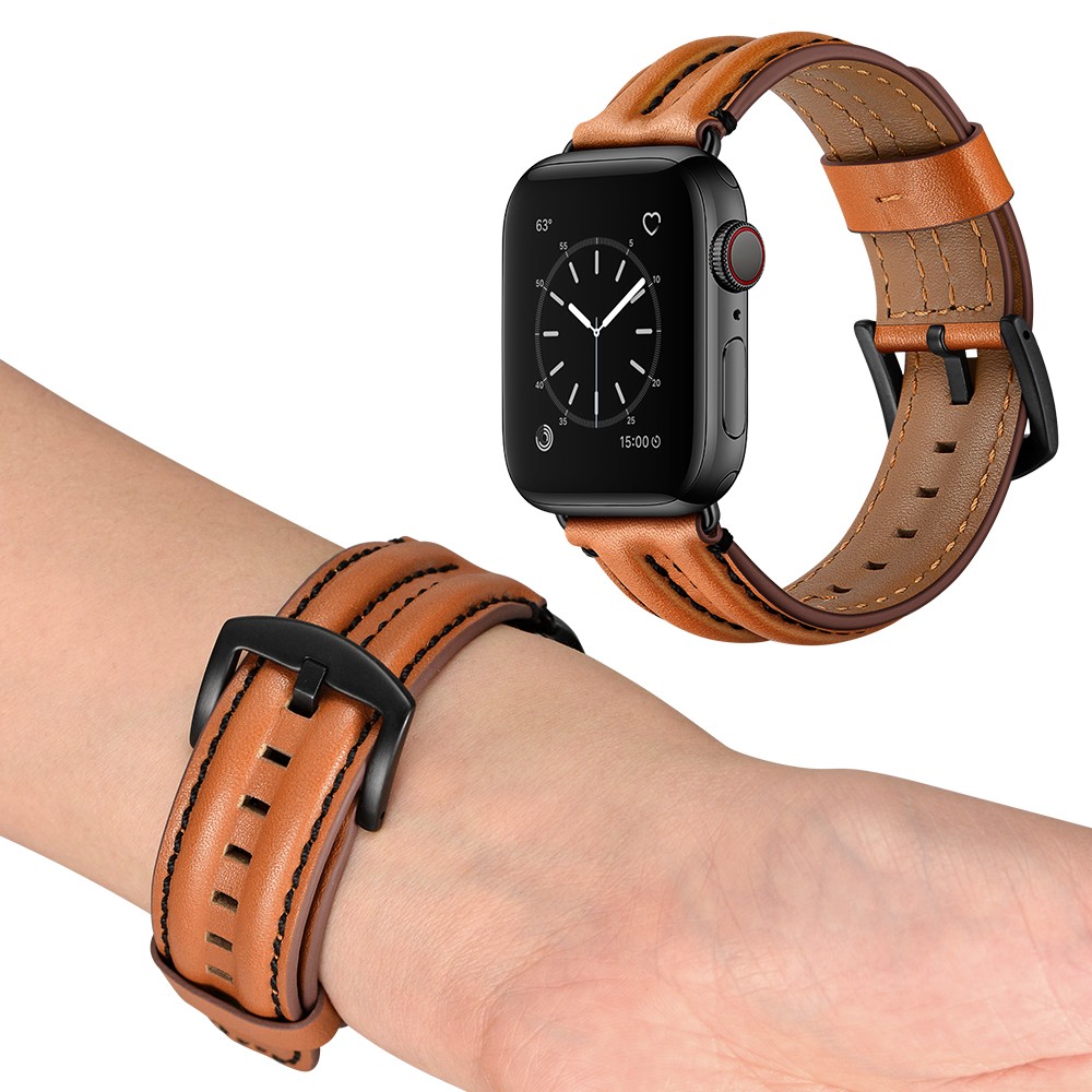 Genuine Leather Strap for Apple Watch Band 44mm 40mm 42mm 38mm Double Casual Band Bracelet iWatch Series 5 4 3 se 6 7 45mm 41mm