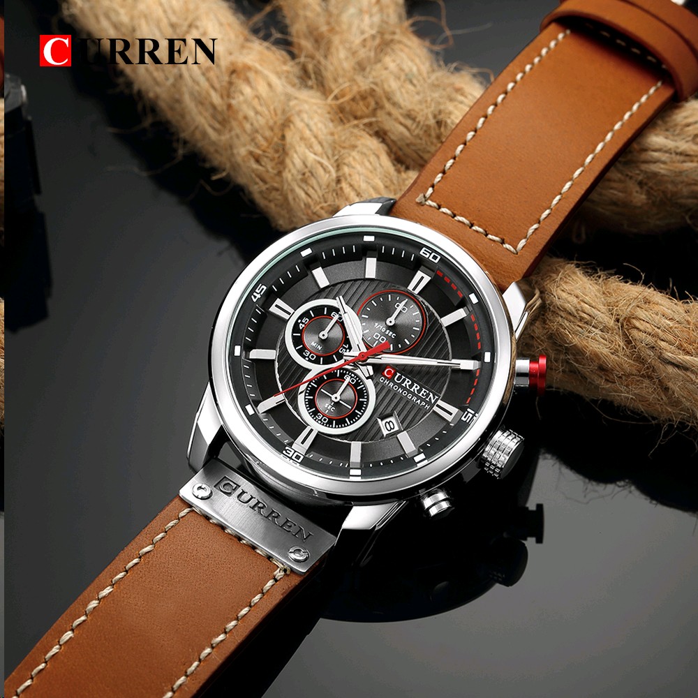 Luxury Brand CURREN Fashion Analog Digital Chronograph Men's Quartz Watch Business Sport Waterproof Leather Watch for Men Relogio