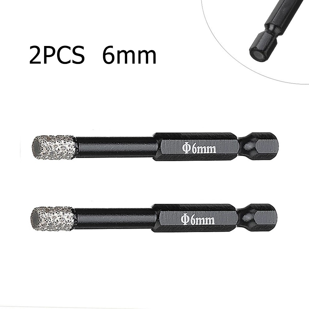 2pcs 6mm Hex Handle Vacuum Brazed Diamond Dry Drill Bits Hollow Saw Blade Cutter for Granite Ceramic Marble Glass