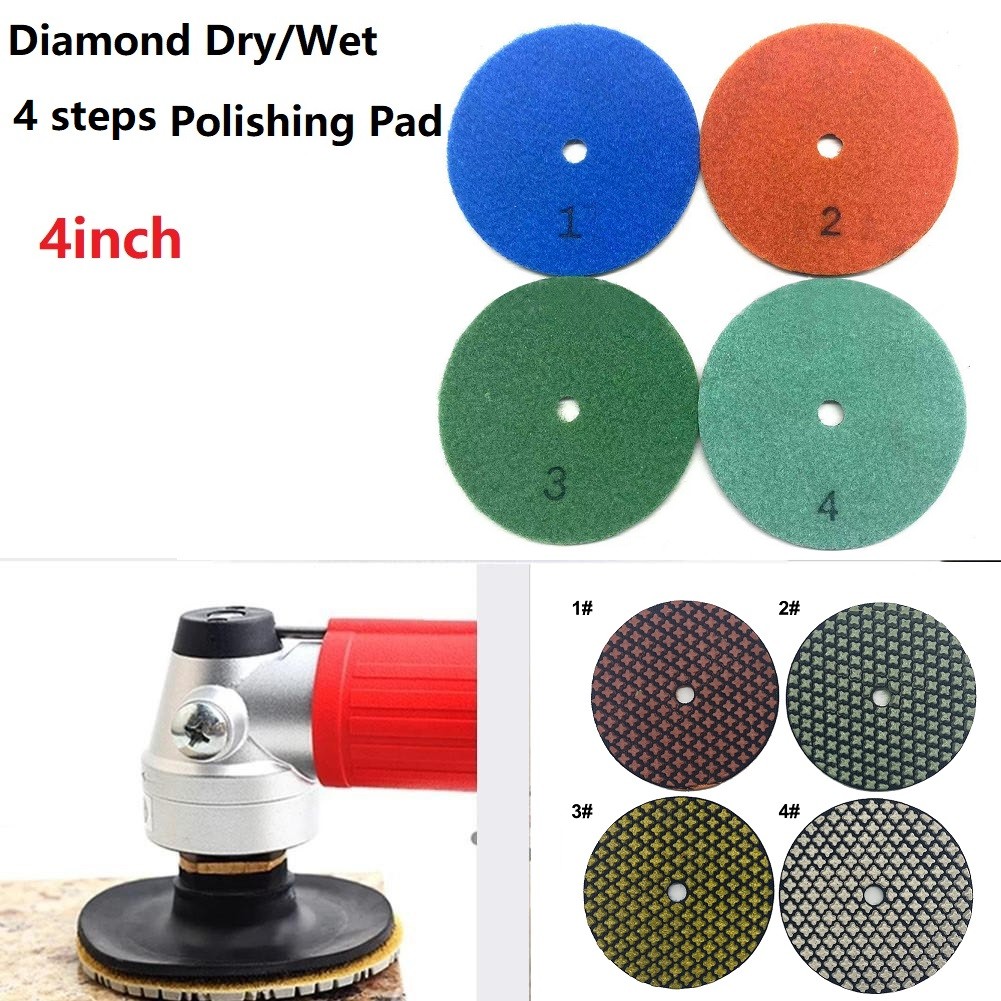 1/7pcs diamond polishing pads kit 4 inch 100mm wet/dry for granite stone concrete marble polishing use grinding discs set