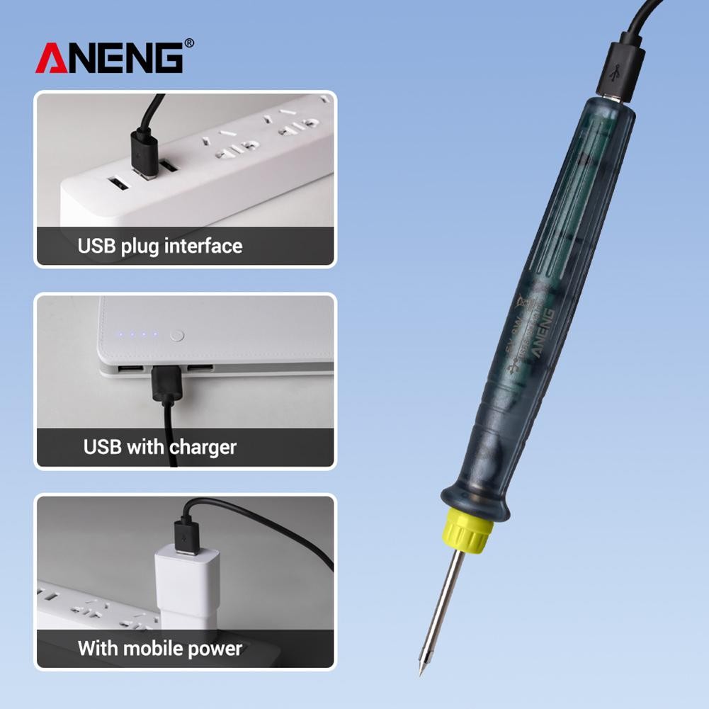 ANENG LT002 ​​Mini Portable USB Soldering Iron Pen Soldering 5V 8W Mini Tip Switch Button Electric Soldering Station Soldering Equipment