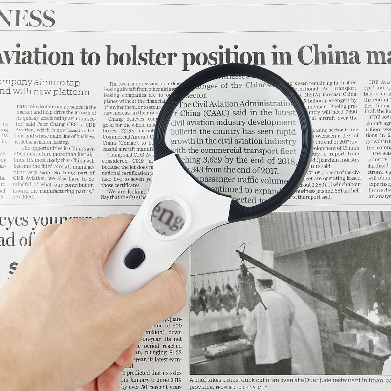 Handheld Magnifying Glass with Light 3X 45X LED Illuminated Lighted Magnifier 896B