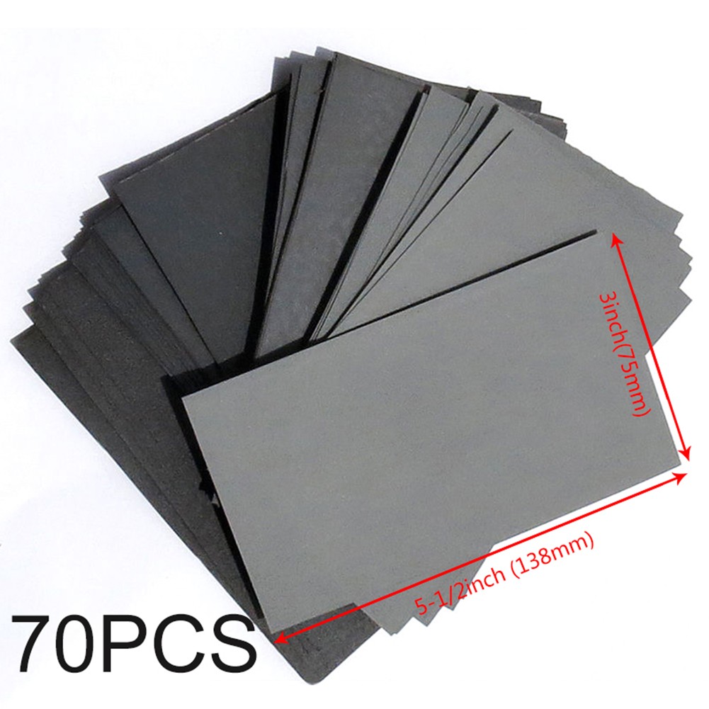 70pcs sandpaper 600 to 2500 grit abrasive paper sheets wet dry for metal wood jewelry auto craft finish polishing sanding