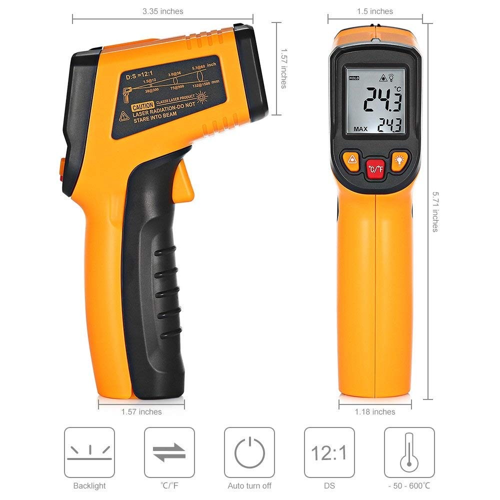 Digital Infrared Thermometer Non-Contact Thermometer Thermometer LCD Display Infrared Laser Point Gun -50~380°