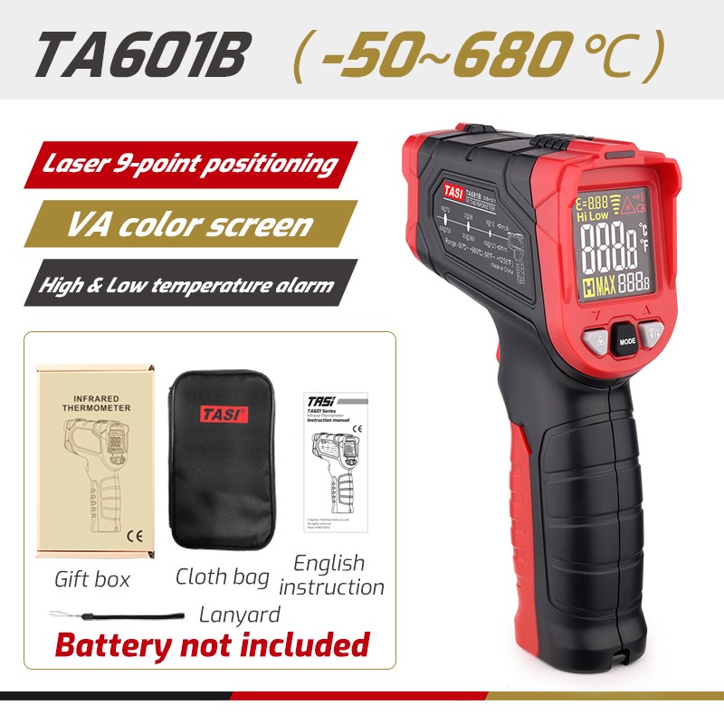 مقياس الحرارة الرقمي TASI TA601A/B/C مقياس الحرارة بالأشعة تحت الحمراء لتحديد المواقع بالليزر مقياس الحرارة غير مقياس حرارة تلامسي للفرن