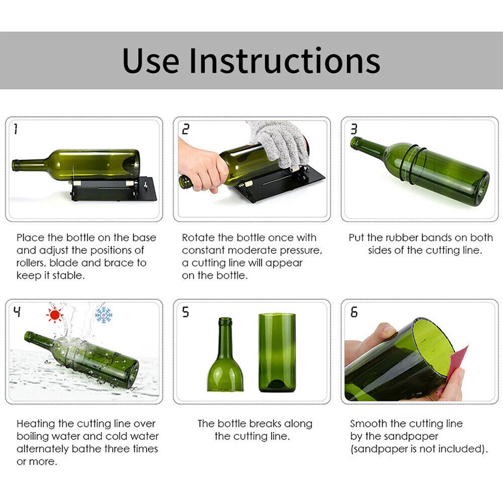 Glass Cutter Glass Bottle Cutter Cutting Tool Square and Round Beer Bottle Wine Carvings Cutter DIY Glass Cutting Machine