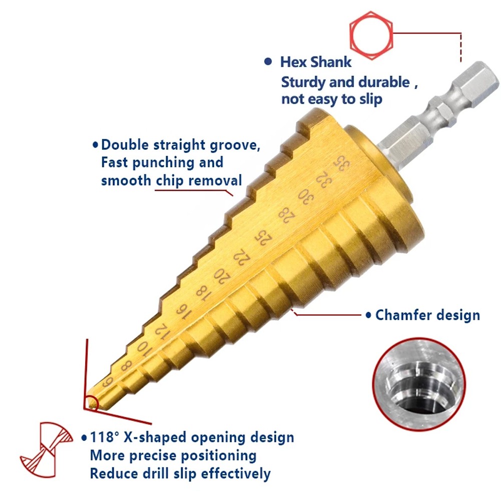 4-32 HSS Step Drill Bit Metal Electric Drill Bits Iron Plate Hole Drill Opener Multifunction Cordless Drill Bit