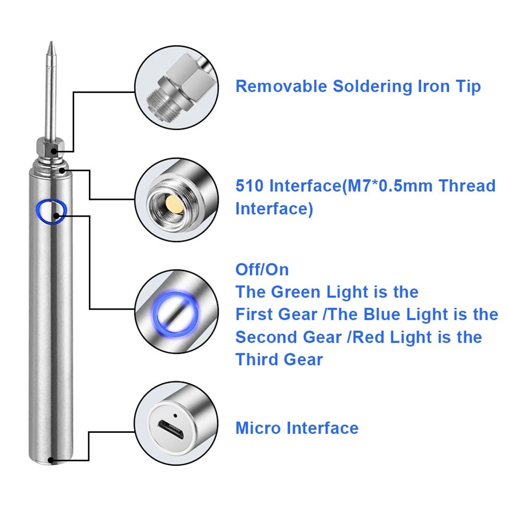 Wireless Soldering Iron Rechargeable Soldering Iron 6 Seconds Tin Usb Soldering Iron 510 Interface Soldering Iron Tip