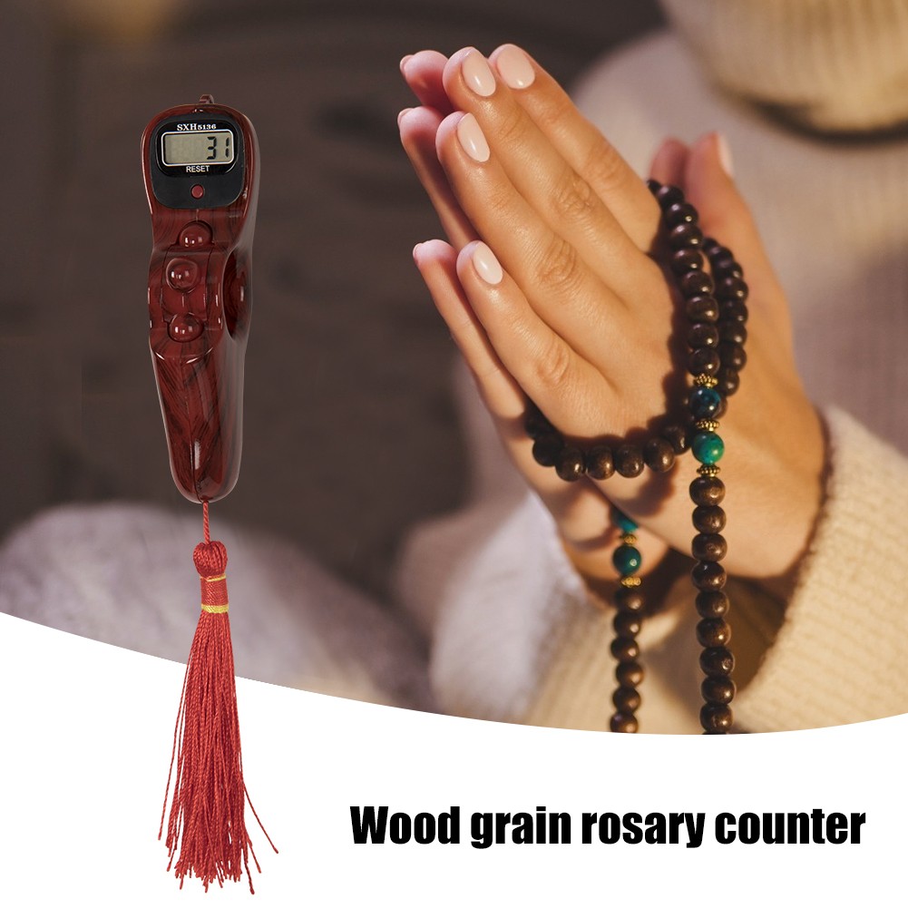 LCD Digital Electronic Rosary Timer Counter With Tassel Finger Game Game Handheld Reset Decompression Relax Meditation Muslim Prayer