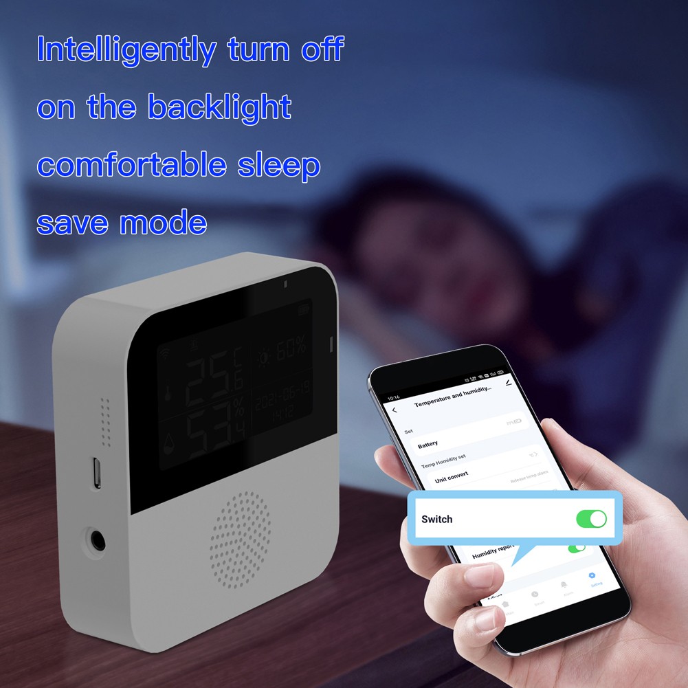 Tuya WiFi Intelligent Temperature Humidity Smart Sensor Backlit LCD Display APP Remote Monitoring ℃℉ Switching Modules