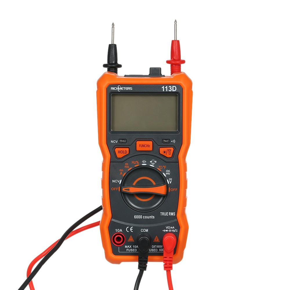 Richmeter RM113D NCV Digital Multimeter 6000 Counts Auto Ranging AC/DC Voltage Temperature Measurement Device with Backlight