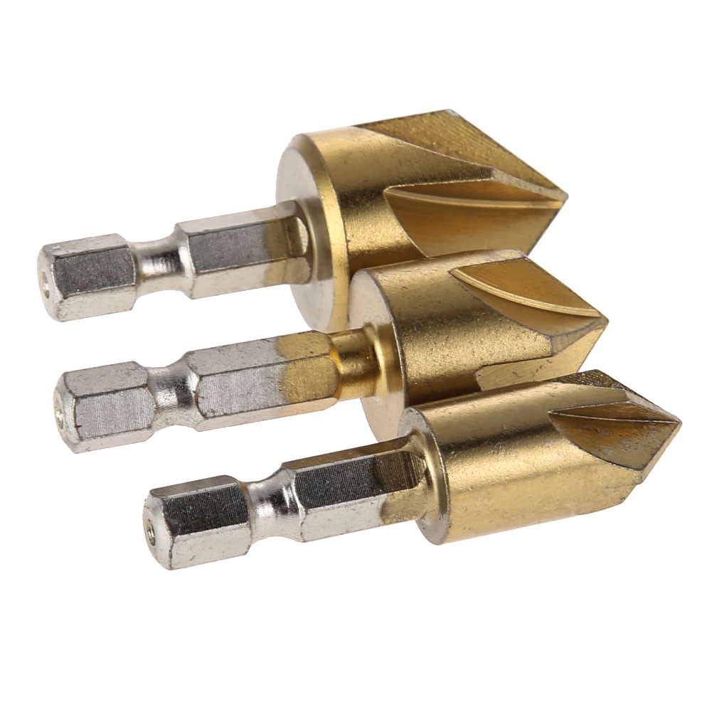 HSS Chamfer Balancing Chamfer Drill Bit 1/4" Hex Shank 90 Degree Wood Chamfer Cutter 12mm-19mm Drill Bit Drill Bit